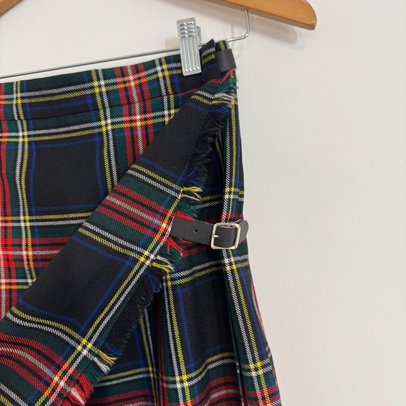 Brooks Brothers Vintage Black Stewart Wool Tartan Plaid Midi Kilt Skirt Academia - Picture 3 of 11